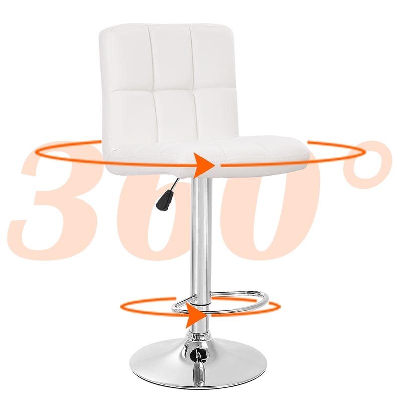 Pemberly Row Faux Leather Adjustable White Bar Stools (Set of 2)