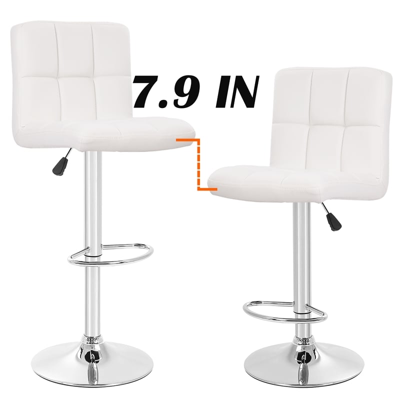 Pemberly Row Faux Leather Adjustable White Bar Stools (Set of 2)