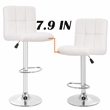 Pemberly Row Faux Leather Adjustable White Bar Stools (Set of 2)