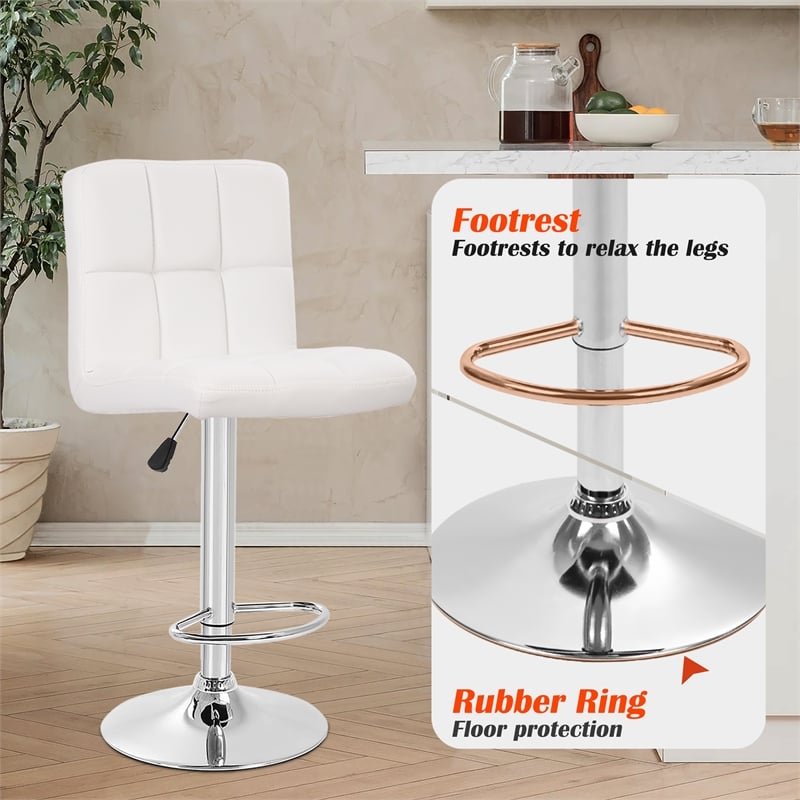Pemberly Row Faux Leather Adjustable White Bar Stools (Set of 2)