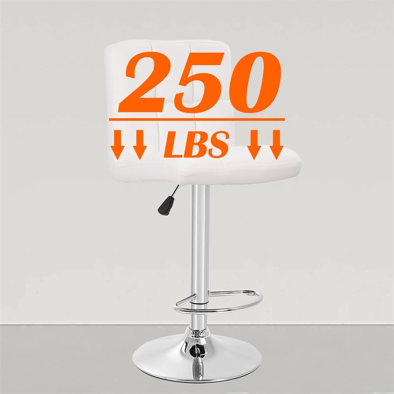 Pemberly Row Faux Leather Adjustable White Bar Stools (Set of 2)