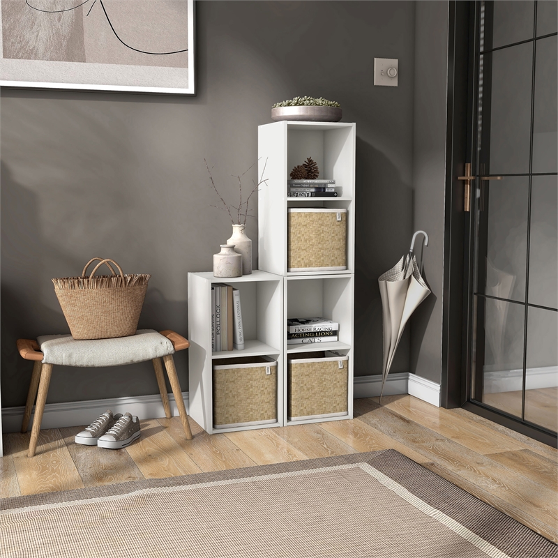 Pemberly Row Modern Stackable Wood 2-Cube Bookcase in White Finish