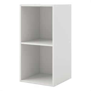 Pemberly Row Modern Stackable Wood 2-Cube Bookcase in White Finish