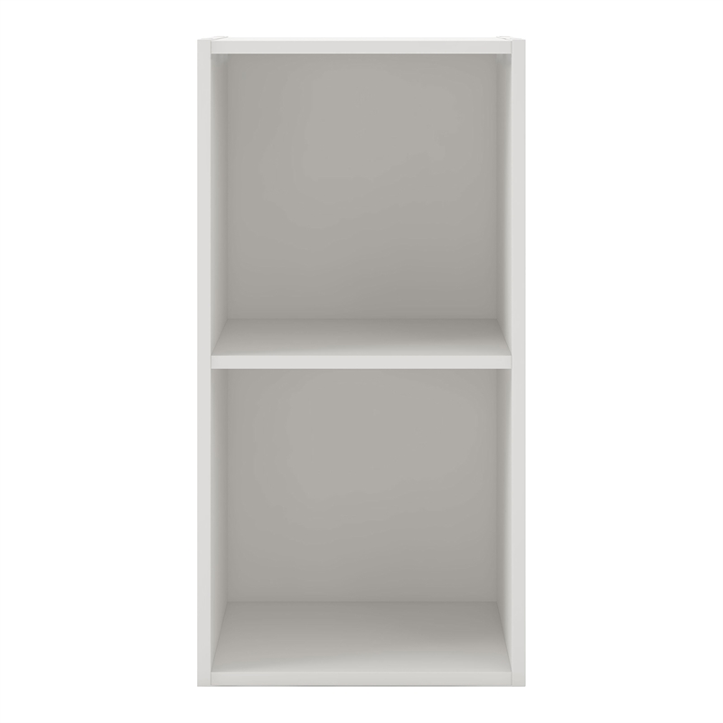 Pemberly Row Modern Stackable Wood 2-Cube Bookcase in White Finish
