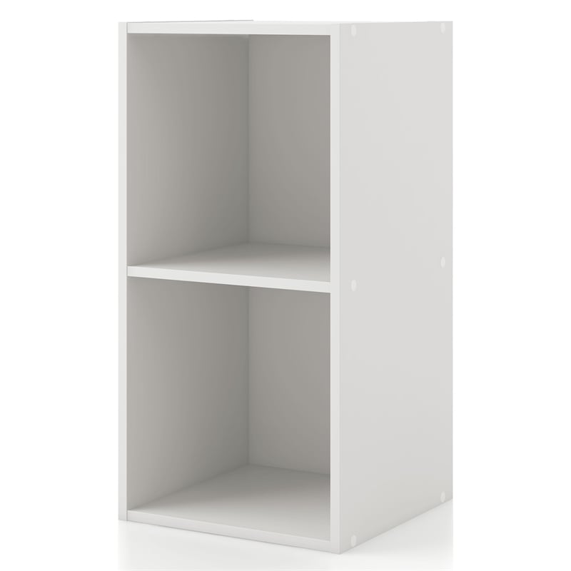 Pemberly Row Modern Stackable Wood 2-Cube Bookcase in White Finish