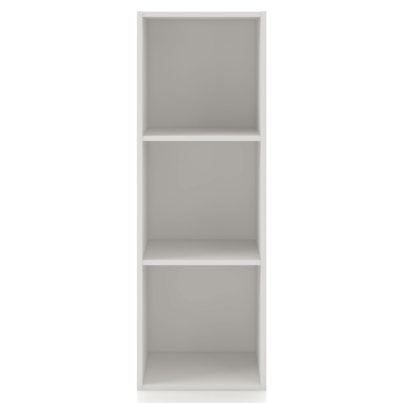 Pemberly Row Modern Stackable Wood 3-Cube Bookcase in White Finish