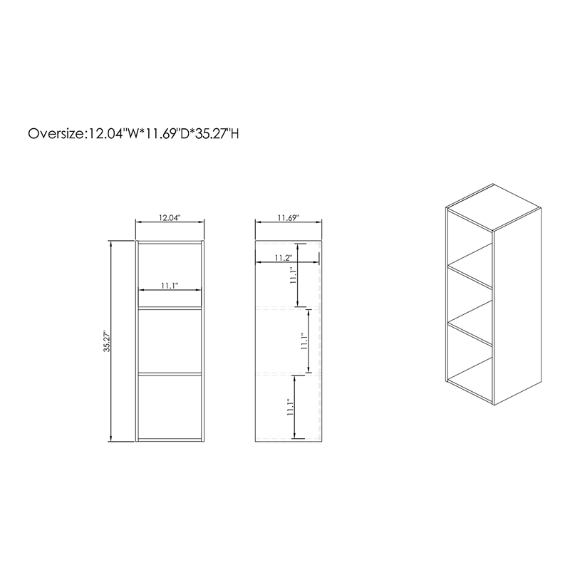 Pemberly Row Modern Stackable Wood 3-Cube Bookcase in White Finish