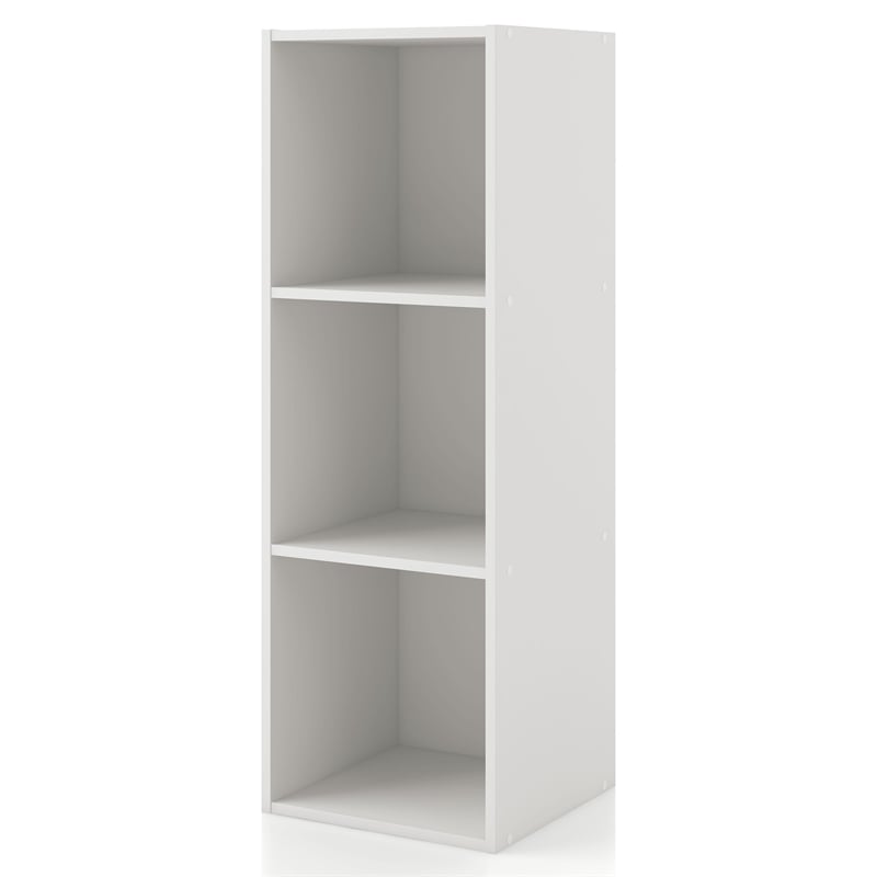 Pemberly Row Modern Stackable Wood 3-Cube Bookcase in White Finish