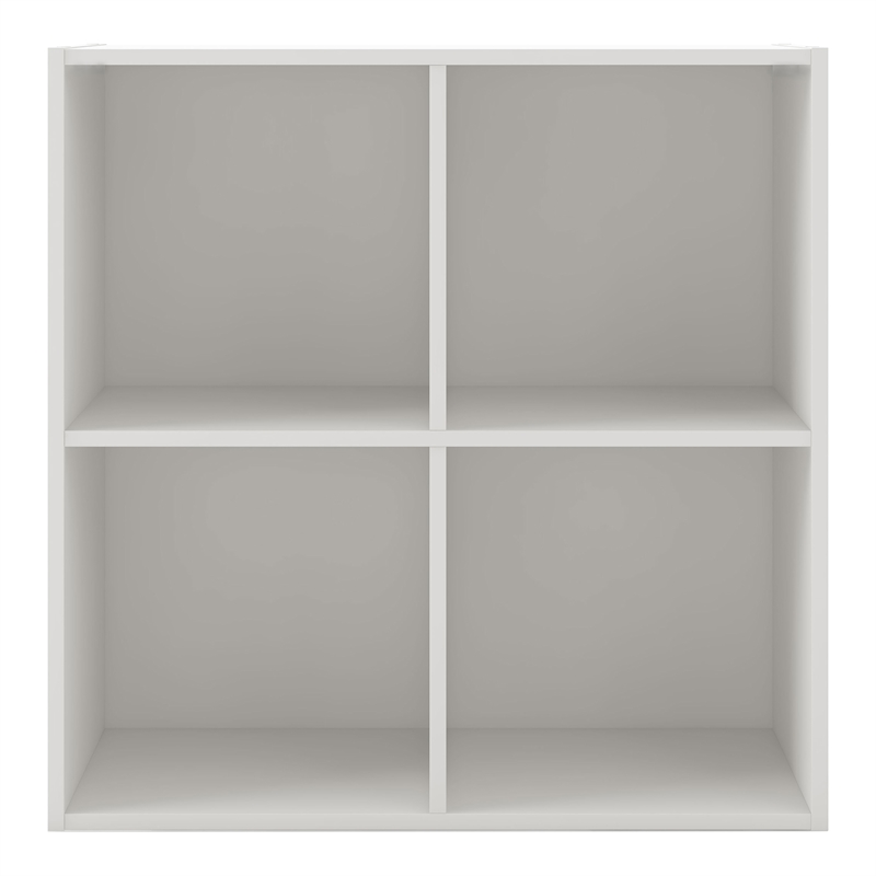 Pemberly Row Modern Stackable Wood 4-Cube Bookcase in White Finish
