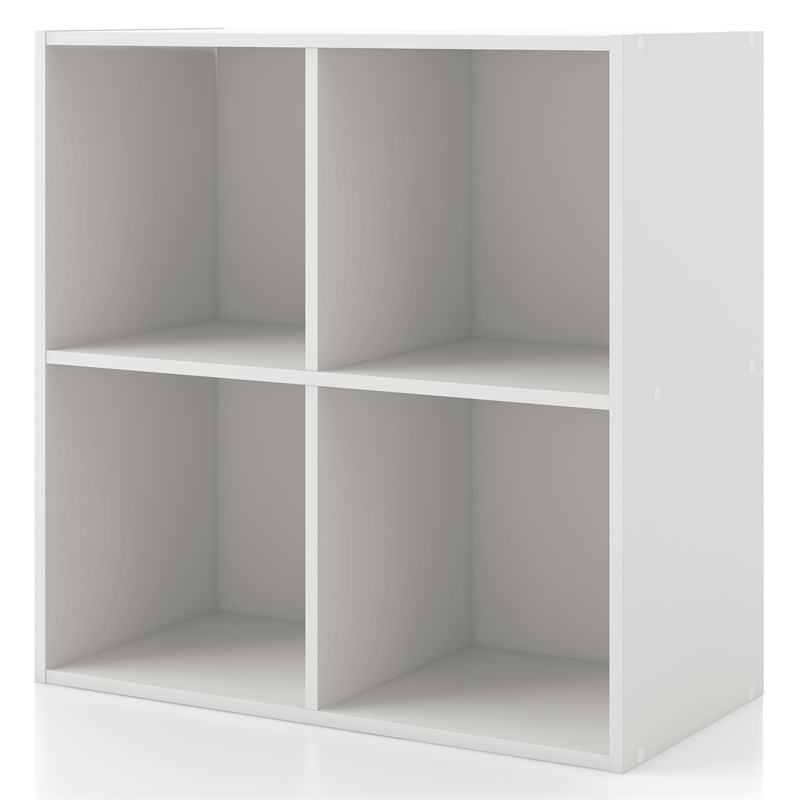 Pemberly Row Modern Stackable Wood 4-Cube Bookcase in White Finish