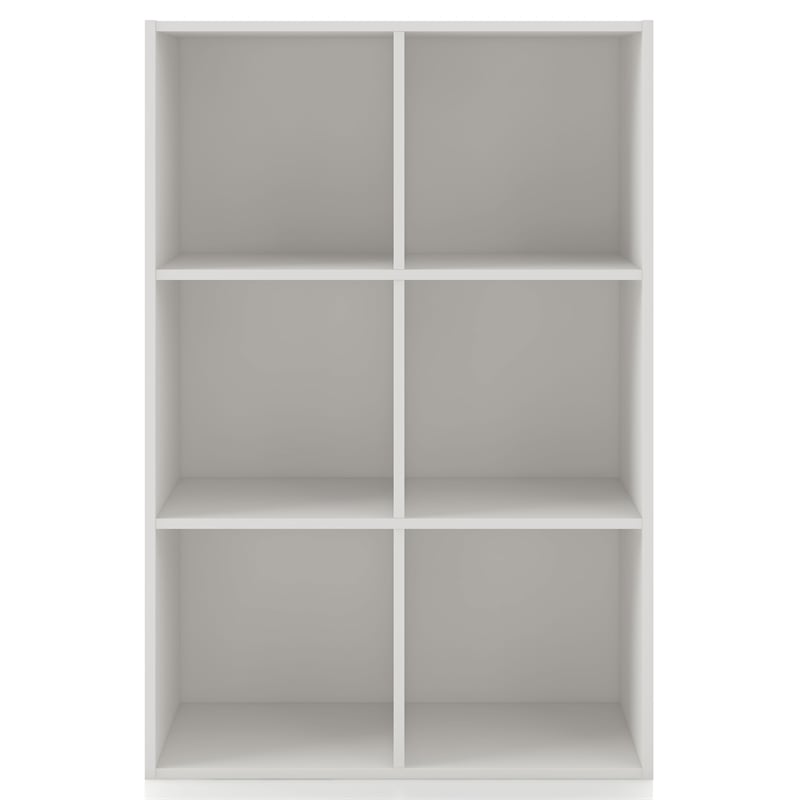 Pemberly Row Modern Stackable Wood 6-Cube Bookcase in White Finish