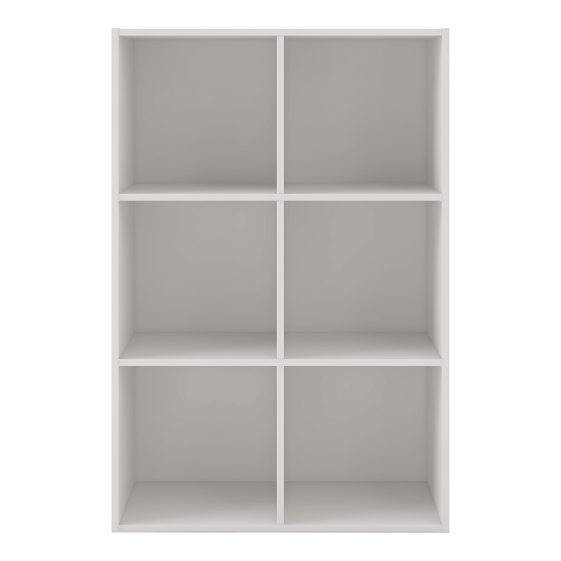 Pemberly Row Modern Stackable Wood 6-Cube Bookcase in White Finish