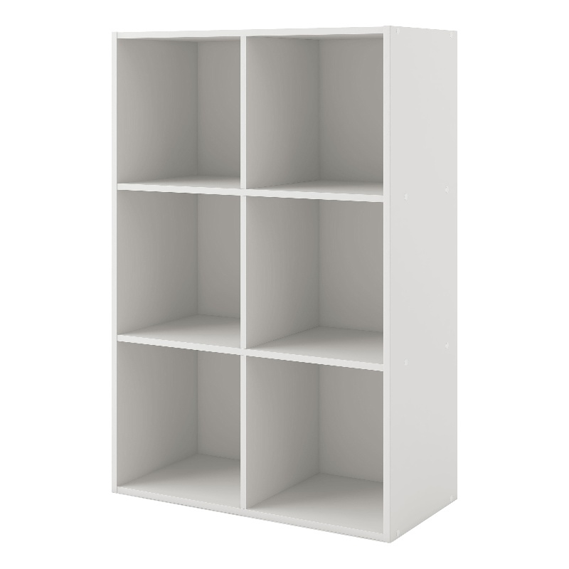 Pemberly Row Modern Stackable Wood 6-Cube Bookcase in White Finish