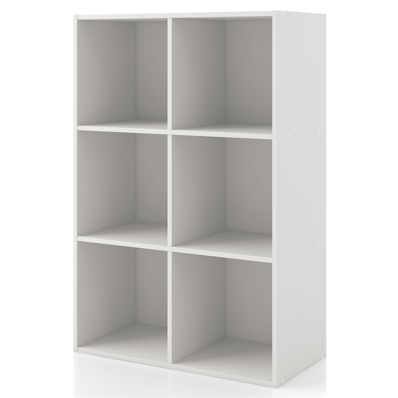 Pemberly Row Modern Stackable Wood 6-Cube Bookcase in White Finish