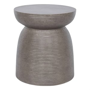 Pemberly Row Cement Pedestal Side Table with Modern Hourglass Design Gray