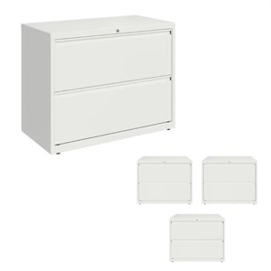 Pemberly Row 36&quot Wide 2 Drawer Metal Lateral Filing Cabinet - White (Set of 4)