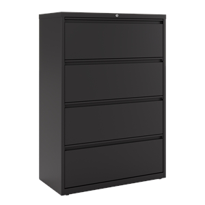 Pemberly Row 36&quot Wide 4 Drawer Metal Lateral Filing Cabinet - Black - 2 units