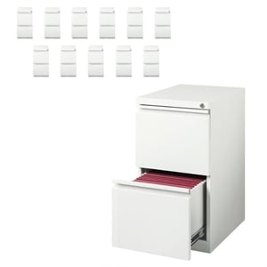 Pemberly Row 20&quot Deep 2 Drawer Metal Mobile Filing Cabinet - White (Set of 12)