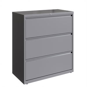 Pemberly Row 36&quotW 3 Drawer Metal Lateral Filing Cabinet Arctic Silver 2 units