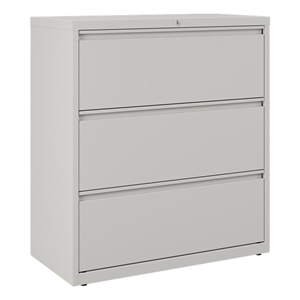 Pemberly Row 36&quotW 3 Drawer Metal Lateral Filing Cabinet - Light Gray - 2 units