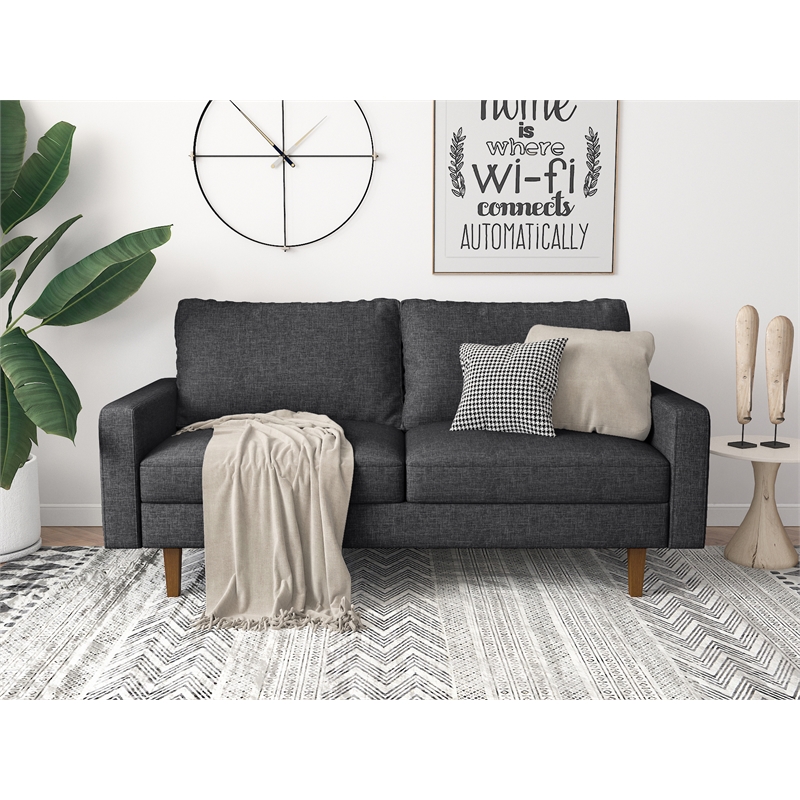Pemberly Row Contemporary Linen Living Room Sofa in Dark Gray Cymax