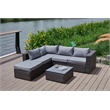 Pemberly Row Gray Wicker / Rattan Sectional with Glass top Coffee table