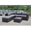 Pemberly Row Gray Wicker / Rattan Sectional with Glass top Coffee table
