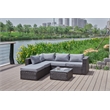 Pemberly Row Gray Wicker / Rattan Sectional with Glass top Coffee table