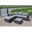 Pemberly Row Gray Wicker / Rattan Sectional with Glass top Coffee table