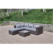 Pemberly Row Gray Wicker / Rattan Sectional with Glass top Coffee table