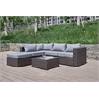 Pemberly Row Gray Wicker / Rattan Sectional with Glass top Coffee table