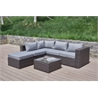 Pemberly Row Gray Wicker / Rattan Sectional with Glass top Coffee table