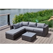 Pemberly Row Gray Wicker / Rattan Sectional with Glass top Coffee table