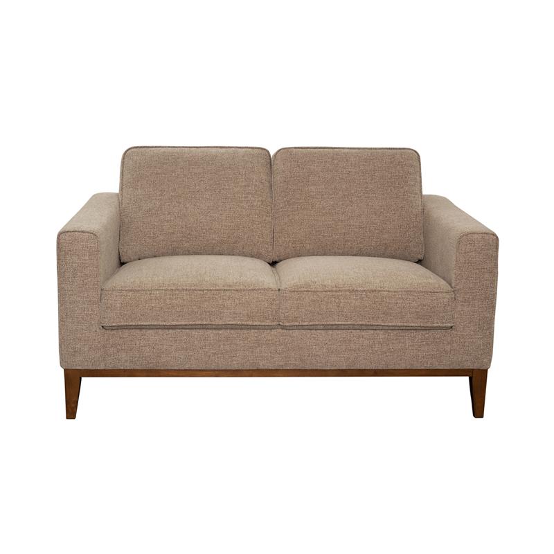 Pemberly Row Contemporary Wood Trim Loveseat in Cream Finish