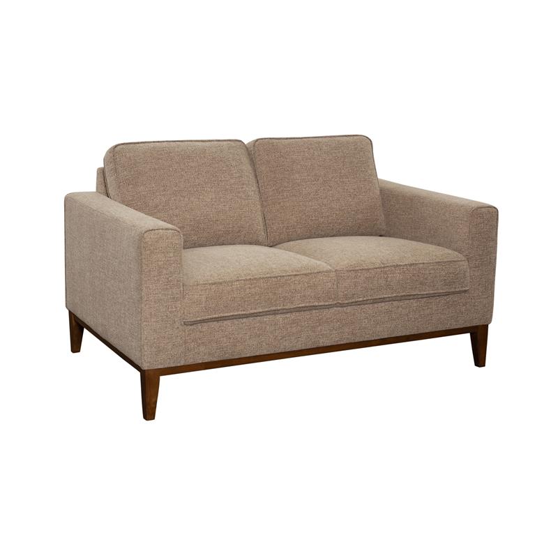 Pemberly Row Contemporary Wood Trim Loveseat in Cream Finish