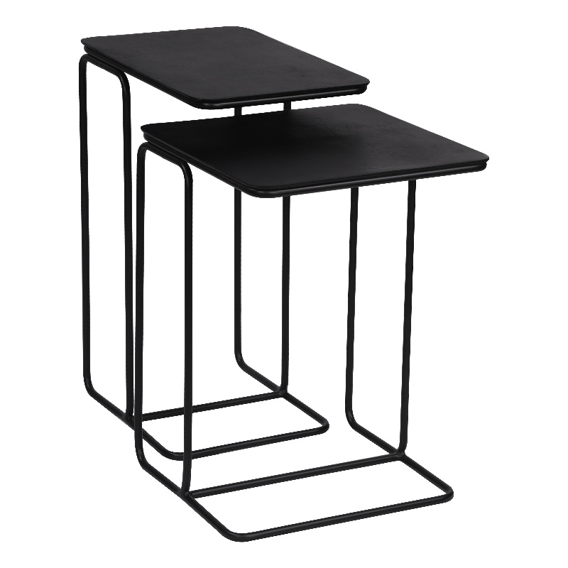 Pemberly Row Contemporary Nesting End Tables in Black Finish