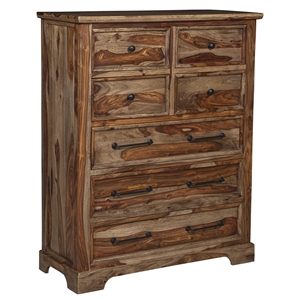 Pemberly Row Contemporary Solid Sheesham Wood Chest in Brown
