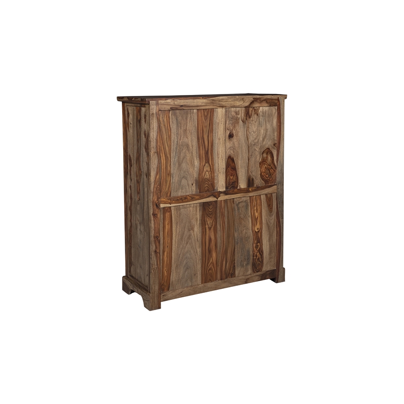 Pemberly Row Contemporary Solid Sheesham Wood Chest in Brown