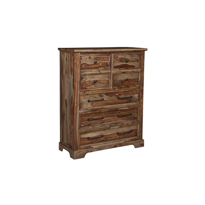 Pemberly Row Contemporary Solid Sheesham Wood Chest in Brown