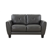 Pemberly Row Contemporary Top Grain Leather Loveseat in Gray