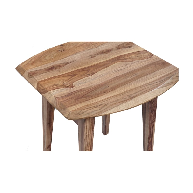 Pemberly Row Modern Solid Sheesham Wood End Table in Natural