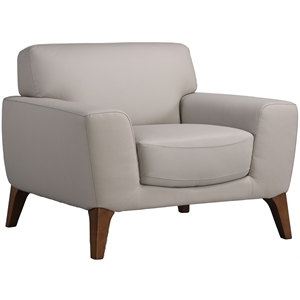 Pemberly Row Modern Genuine Top Grain Leather Chair in Cream