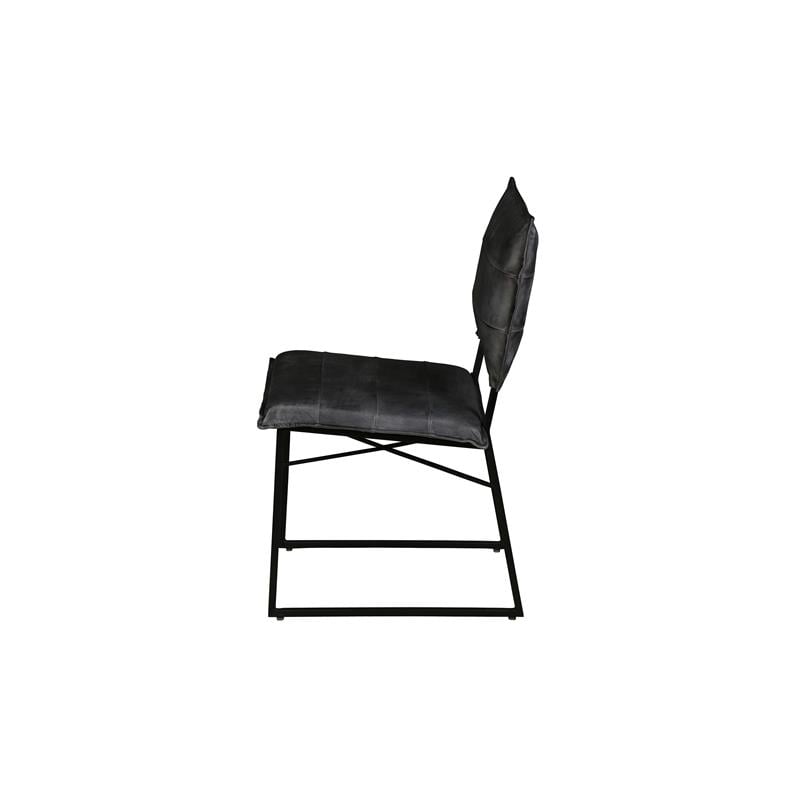 Pemberly Row Modern Top Leather Dining Chair in Gray (Set of 2)