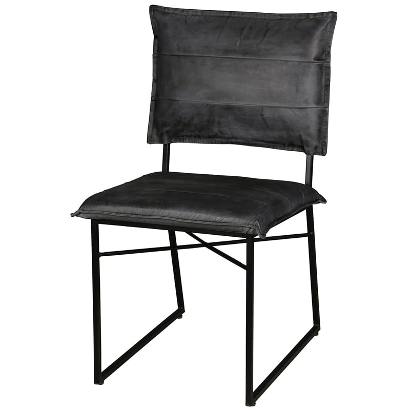 Pemberly Row Modern Top Leather Dining Chair in Gray (Set of 2)