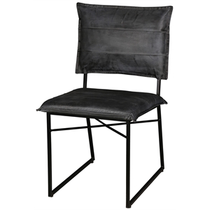 Pemberly Row Modern Top Leather Dining Chair in Gray (Set of 2)