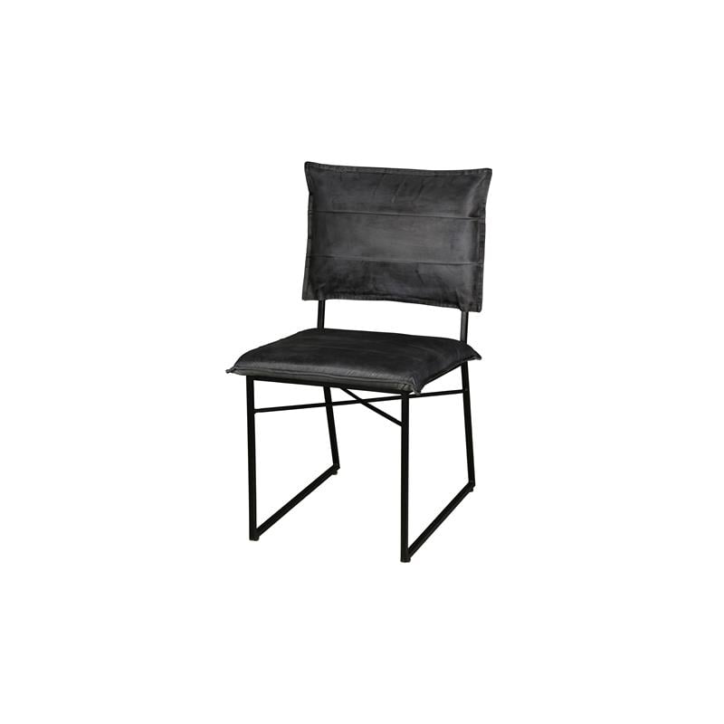Pemberly Row Modern Top Leather Dining Chair in Gray (Set of 2)
