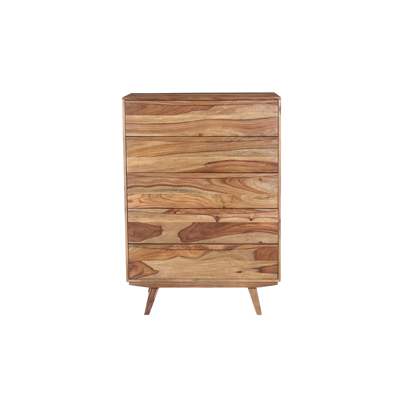 Pemberly Row Modern Solid Sheesham Wood Chest in Light Brown
