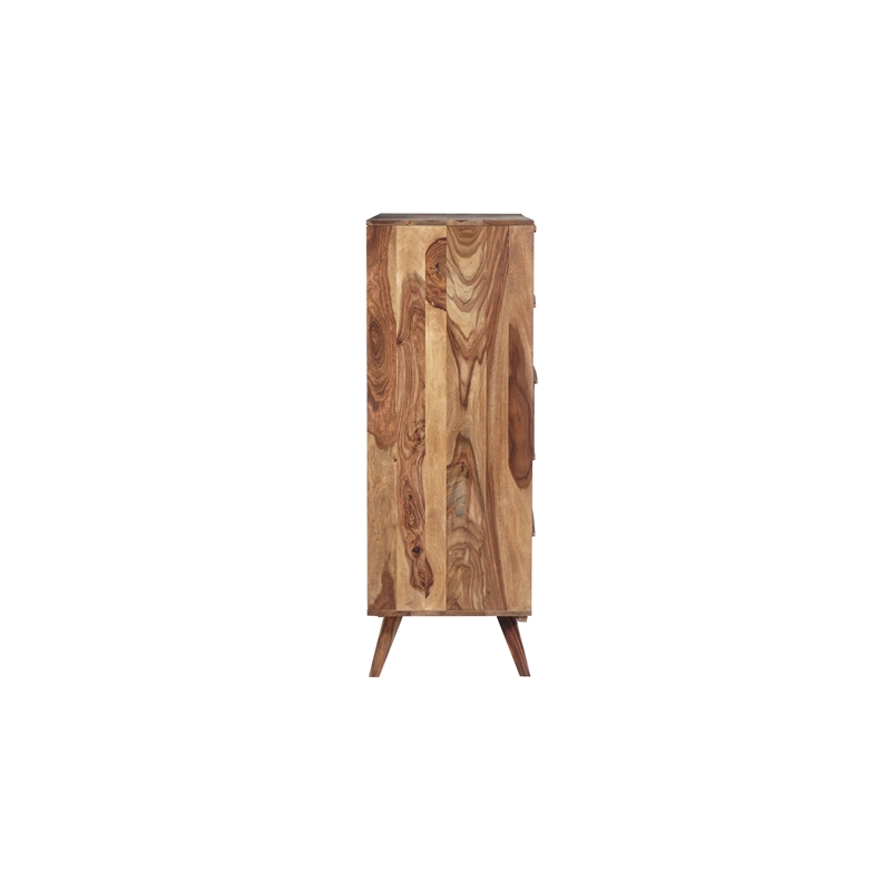 Pemberly Row Modern Solid Sheesham Wood Chest in Light Brown