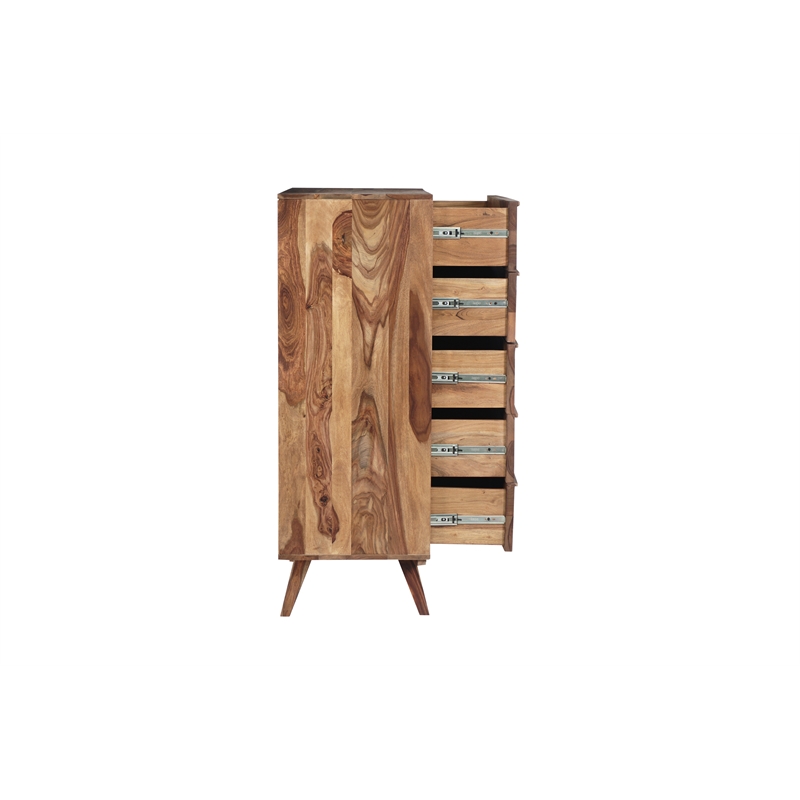 Pemberly Row Modern Solid Sheesham Wood Chest in Light Brown