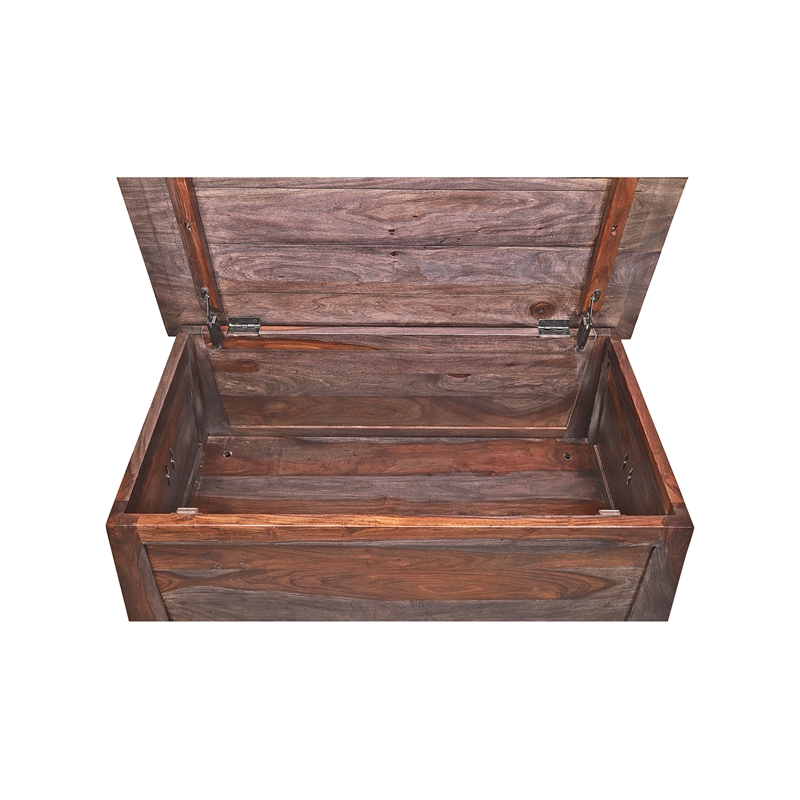 Pemberly Row Solid Sheesham Wood Trunk Coffee Table in Brown